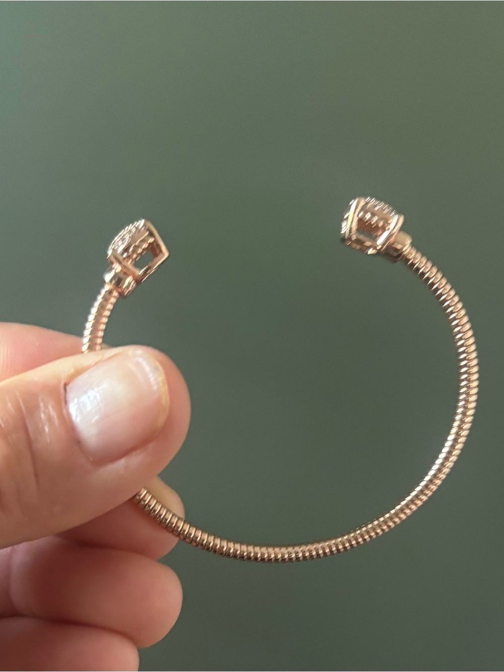 Park Lane Brooklyn Rose Gold Open Cuff Cable Bracelet with CZ End Caps